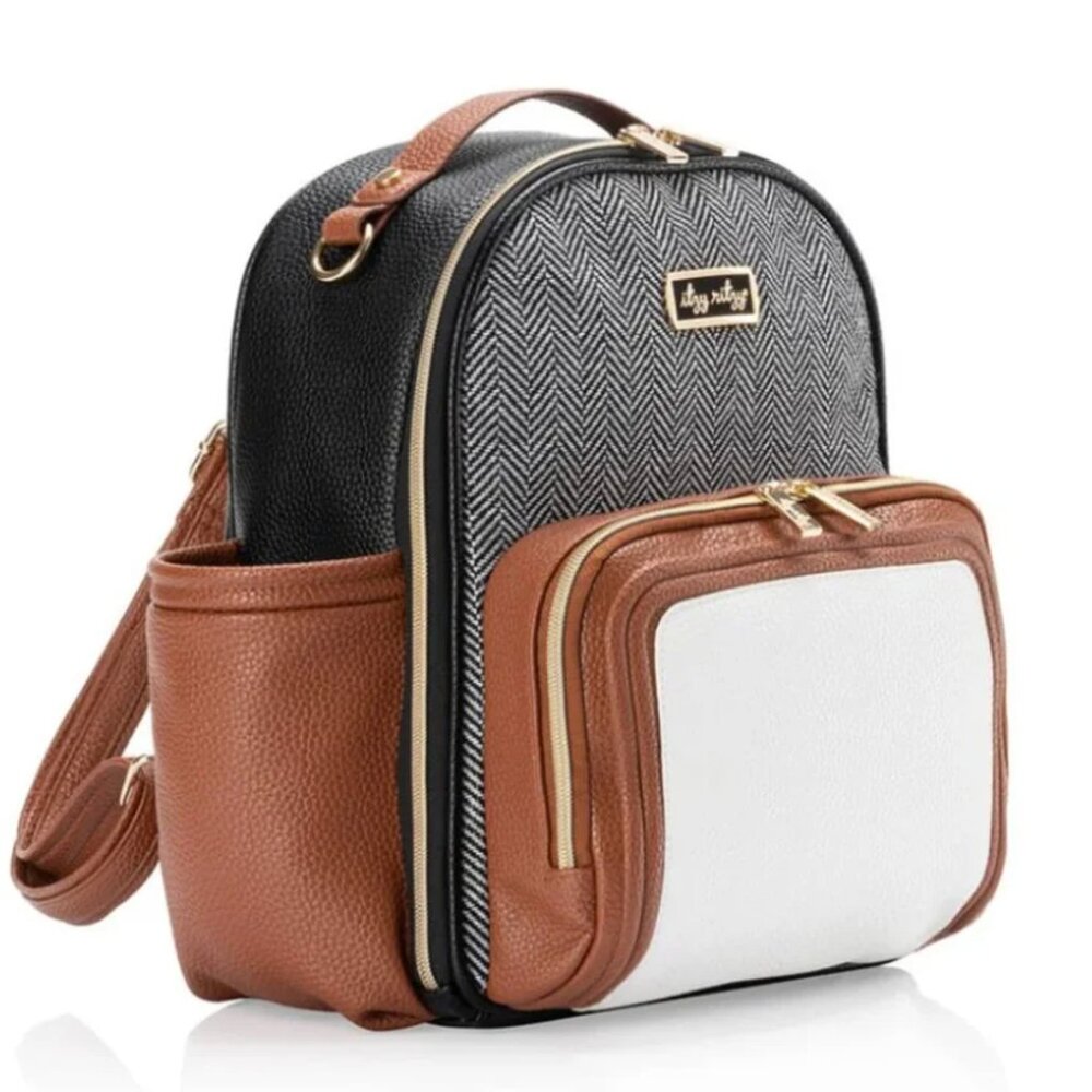 Itzy Ritzy Mini Diaper Bag Backpack Coffee & Cream - Picture 2 of 8